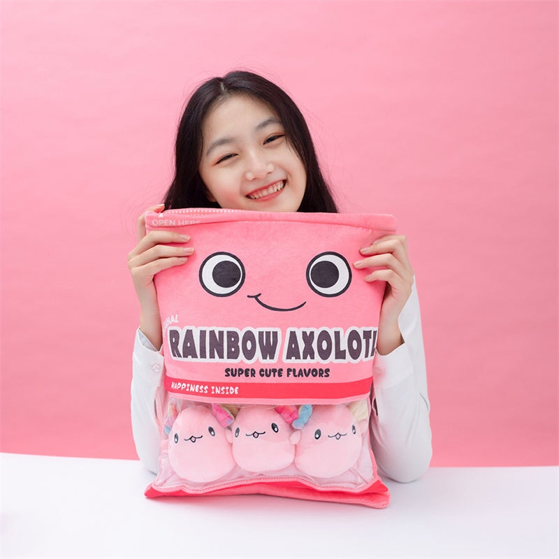 Rainbow Axolotl Candy Bag Plushies