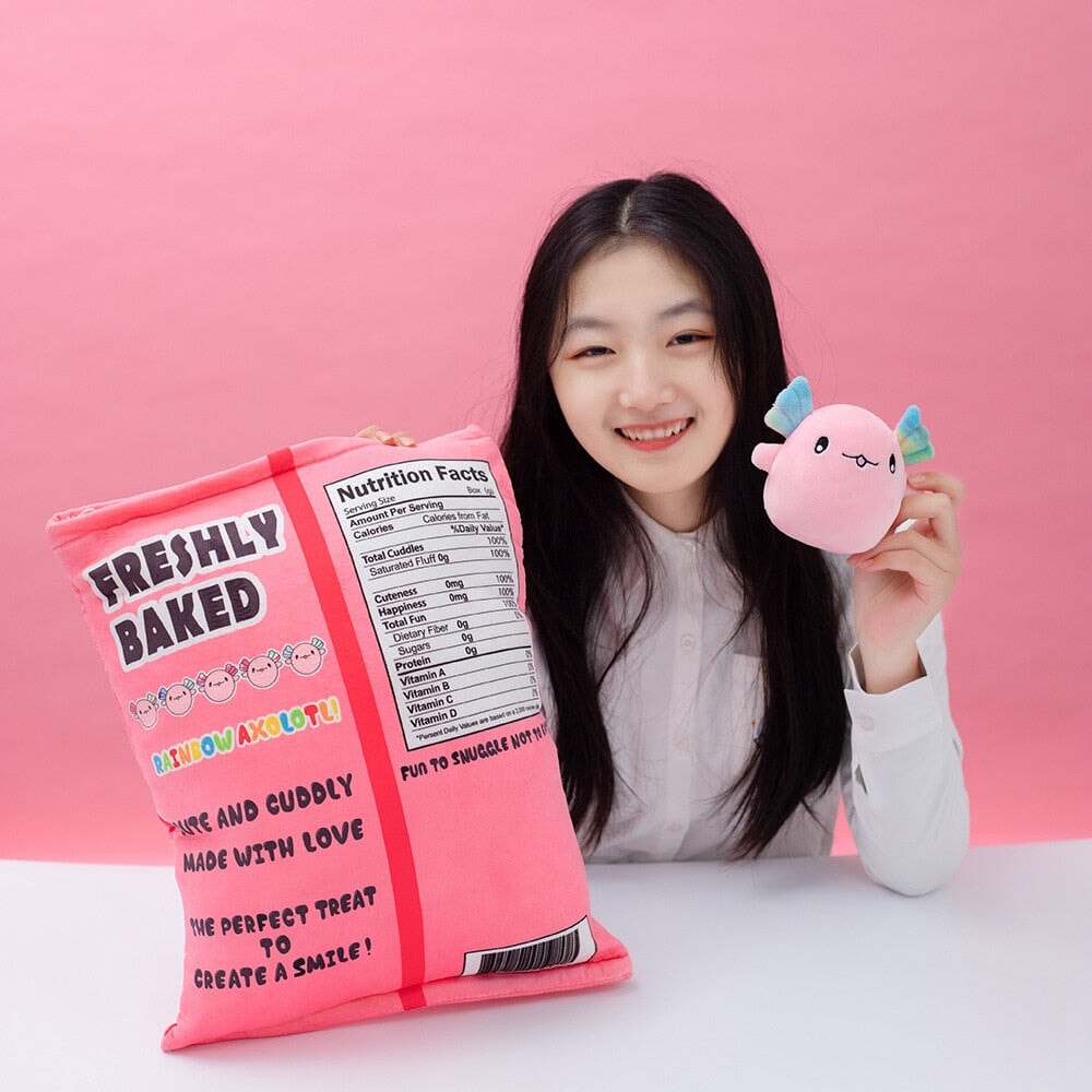 Rainbow Axolotl Candy Bag Plushies