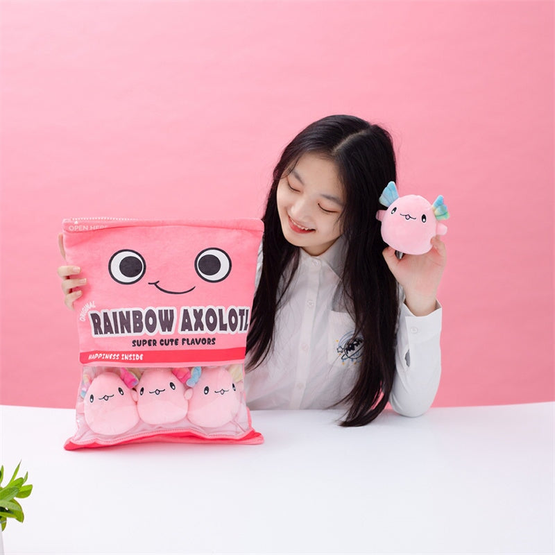 Rainbow Axolotl Candy Bag Plushies