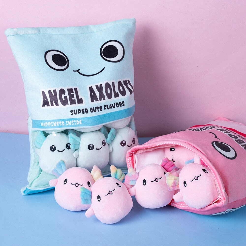 Rainbow Axolotl Candy Bag Plushies