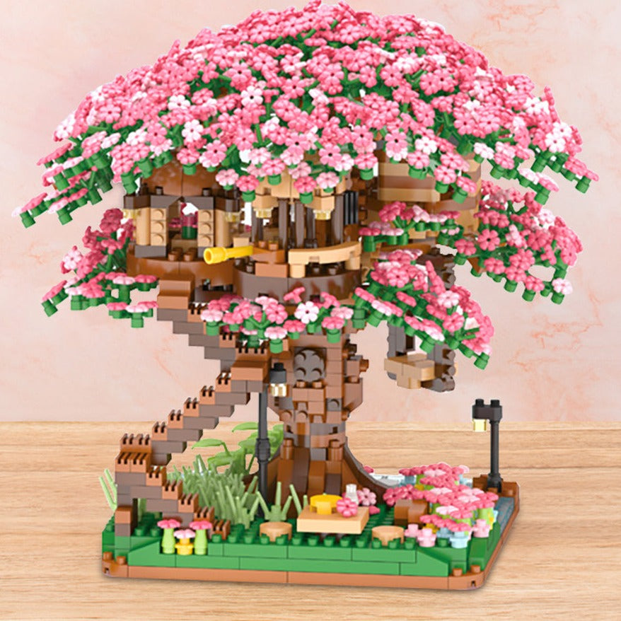 Bestofkawaii Sakura Cherry Blossom Tree House Nano Building Set 